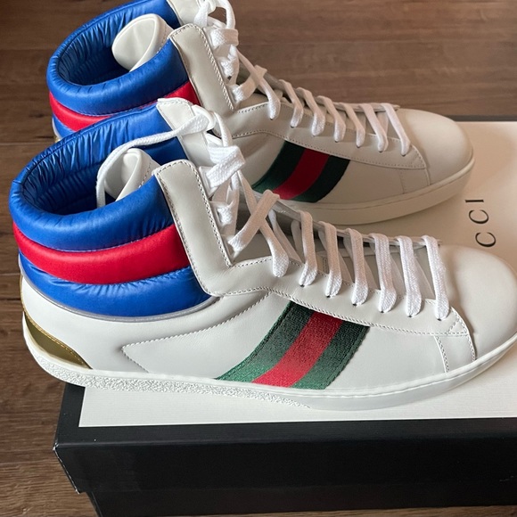 GUCCI-AUTHENTIC (NWT/Box) Mens Web Accent Leather Sneakers - Picture 12 of 15